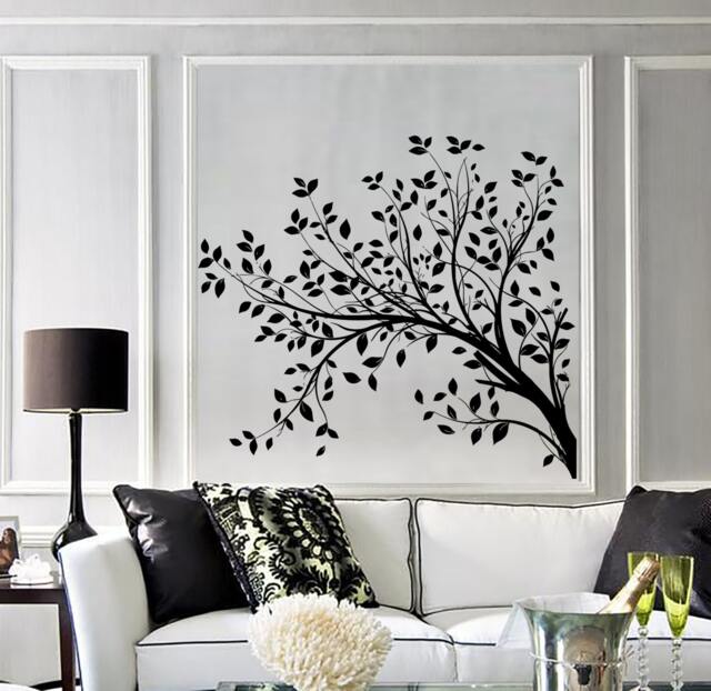 Wall Vinyl Decal Tree Branches With Leaves Nature Landscape Modern Art Home Decoration - #1053Dz - image 1