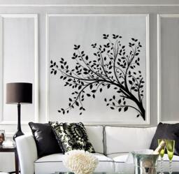 Wall Vinyl Decal Tree Branches With Leaves Nature Landscape Modern Art Home Decoration - #1053Dz - thumbnail 1