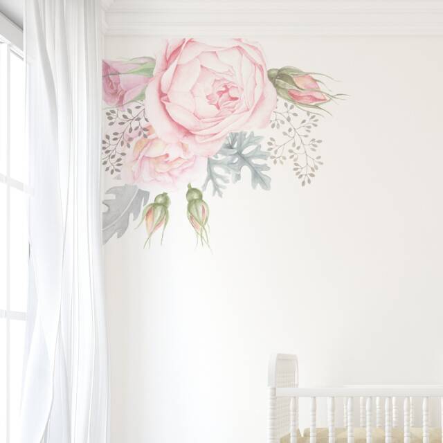 Pastel Floral Corner Wall Sticker - Nursery Room Decor - image 1