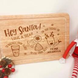 Wooden Personalised Christmas Eve Treat Tray/Board, Milk & Cookies For Santa Claus, Carrot Rudolph The Reindeer, Plate - thumbnail 2