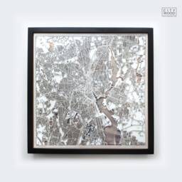 Providence Rhode Island Wooden Map - Laser Cut Framed City Streets Wall Art - thumbnail 1