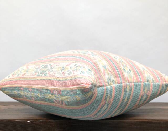 Reversible Southwest Stripes Pillow Cover, Pastel Blue Pink Turquoise, Handmade - image 1