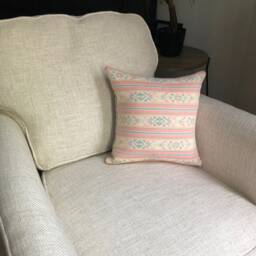 Reversible Southwest Stripes Pillow Cover, Pastel Blue Pink Turquoise, Handmade - thumbnail 4