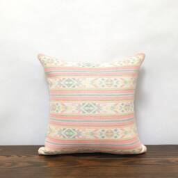 Reversible Southwest Stripes Pillow Cover, Pastel Blue Pink Turquoise, Handmade - thumbnail 3