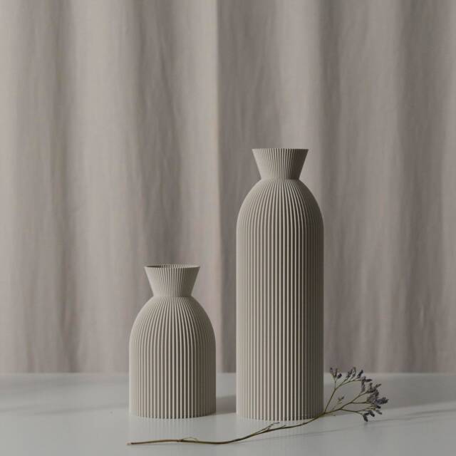 Vase G Sand Grey For Dried Flowers Minimalist Modern Vases 3D Printed Made Of Bioplastic - image 1