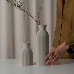 Vase G Sand Grey For Dried Flowers Minimalist Modern Vases 3D Printed Made Of Bioplastic - thumbnail 3