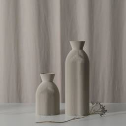 Vase G Sand Grey For Dried Flowers Minimalist Modern Vases 3D Printed Made Of Bioplastic - thumbnail 1