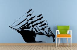 Sail Boat Old Ship Yat Liner Ocean Sea Lake River Transport Wall Decal Vinyl Sticker Mural Room Decor L1696 - thumbnail 1