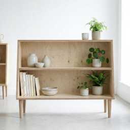 Birch Plywood Bookcase - Lido Range, Handmade Retro Media Unit On Wooden Legs - thumbnail 2