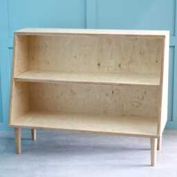 Birch Plywood Bookcase - Lido Range, Handmade Retro Media Unit On Wooden Legs - thumbnail 3