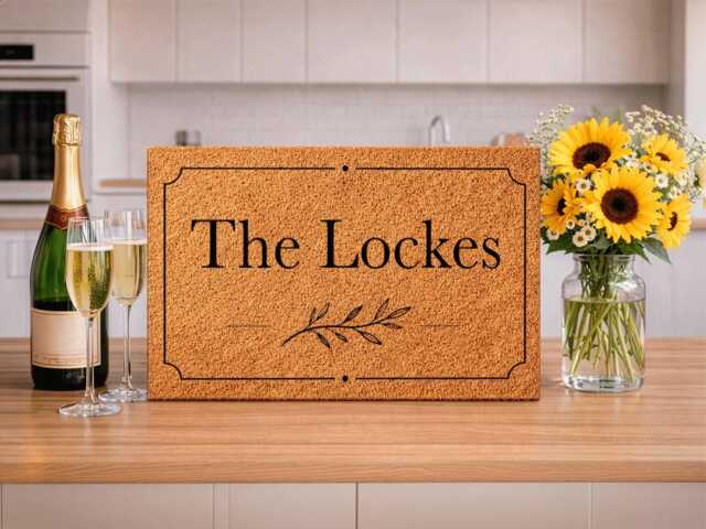 Minimalist Surname Rectangle Frame - Personalised Family Name Coir Doormat - image 1