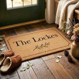 Minimalist Surname Rectangle Frame - Personalised Family Name Coir Doormat - thumbnail 4