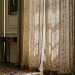 Heavy Linen Curtains, Window 1 Natural Curtain Panel With Tape For Rings, Drapes - thumbnail 1