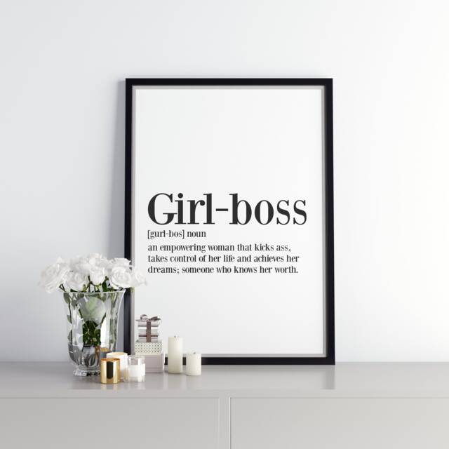 Girl Boss Inspirational Definition Print, Babe Wall Art Home Decor - image 1