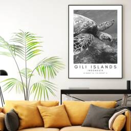 Gili Islands Turtle Print Minimalist Travel Photography Art - thumbnail 3