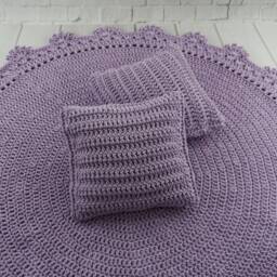 Handmade Crochet Round Rug Lavender Cotton Nursery Decor - thumbnail 3