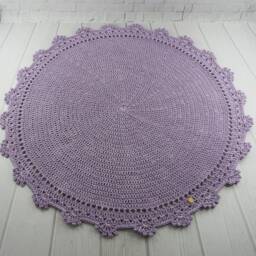 Handmade Crochet Round Rug Lavender Cotton Nursery Decor - thumbnail 2