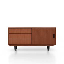Mid-Century Sideboard, Dresser, Commode, Credenza Made Of Oak Vaneer - Teak Colour Livlo T-S11