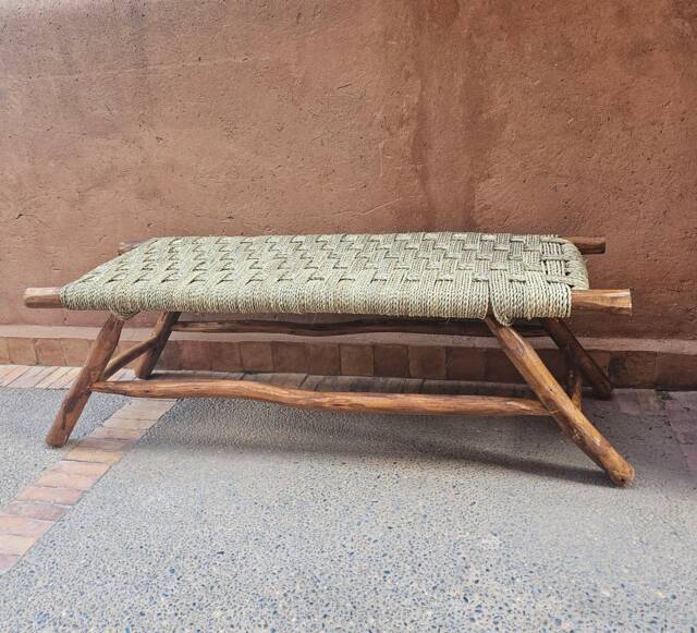 Moroccan Bench With Palm Leaf Cord - image 1