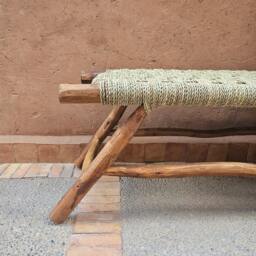 Moroccan Bench With Palm Leaf Cord - thumbnail 2