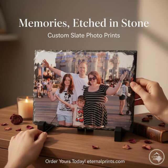 Personalised Photo Slate Gift - Natural Rock Slate Mothers Day For Mum, Nan, Girlfriend Wife Custom Picture Extra Large Print - image 1
