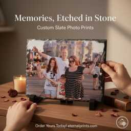 Personalised Photo Slate Gift - Natural Rock Slate Mothers Day For Mum, Nan, Girlfriend Wife Custom Picture Extra Large Print - thumbnail 1