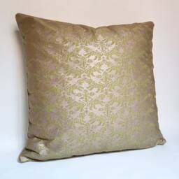 Fortuny Fabric Throw Pillow Cushion Cover Bayou Green & Gold Richelieu Pattern - Made in Italy - thumbnail 2