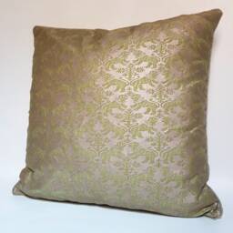 Fortuny Fabric Throw Pillow Cushion Cover Bayou Green & Gold Richelieu Pattern - Made in Italy - thumbnail 3