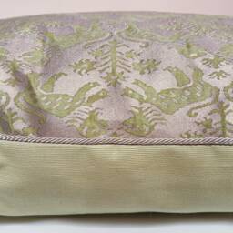 Fortuny Fabric Throw Pillow Cushion Cover Bayou Green & Gold Richelieu Pattern - Made in Italy - thumbnail 4