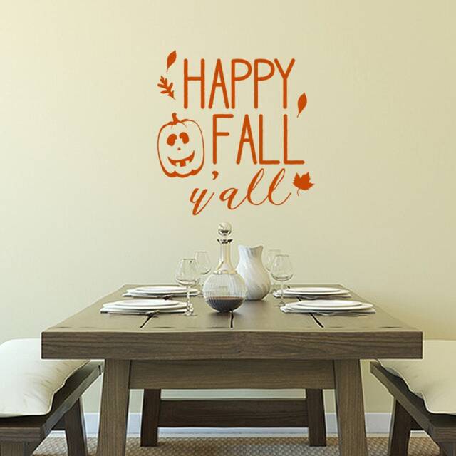 Happy Fall Y'all Vinyl Decal, Autumn Wall Decor, Holiday Window Halloween Thanksgiving Pumpkin Decal - image 1