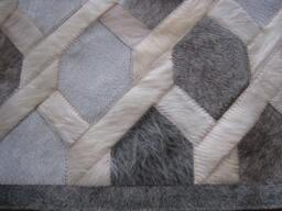 Cowhide Patchwork Rug Raw Leather Argentina - Free Shipping Model Link Mix Of Whites & Light Medium Grey, 6' X 8'