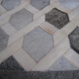 Cowhide Patchwork Rug Raw Leather Argentina - Free Shipping Model Link Mix Of Whites & Light Medium Grey, 6' X 8' - thumbnail 3