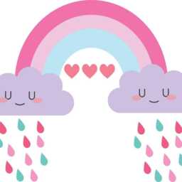 Colourful Rainbow Rain Drops Cloud Face Wall Mural Stickers Nursery Children Bedroom Set - thumbnail 4