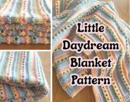 Little Daydream Chunky Knit Baby Blanket Pattern - Beginner Pastel Stripe - PDF Pattern - thumbnail 1