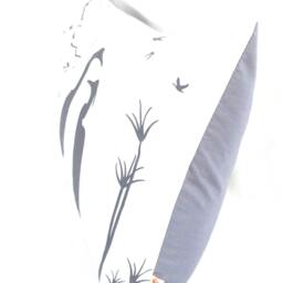 Egret Lovers Lumbar Pillow Dark Grey Print, Natural Home Decor - thumbnail 3