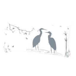 Egret Lovers Lumbar Pillow Dark Grey Print, Natural Home Decor - thumbnail 2