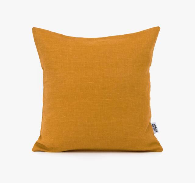 Mustard Pillow Cover. Mid Century Pillow. Organic Linen Throw Pillows. Fall Decor. Euro Sham. Cushion - image 1