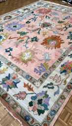 Pink Hand Knotted Oushak Rug 4x6, 5x8, 6x9, 8x10 9x12 10x14 12x15, Bedroom Rug Hallway Rug, Luxury Antique Wool Area For Bigroom