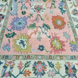 Pink Hand Knotted Oushak Rug 4x6, 5x8, 6x9, 8x10 9x12 10x14 12x15, Bedroom Rug Hallway Rug, Luxury Antique Wool Area For Bigroom - thumbnail 3