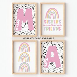 Sisters Print Set - Personalised Prints Sister Playroom Girls Bedroom Nursery Unframed - thumbnail 1