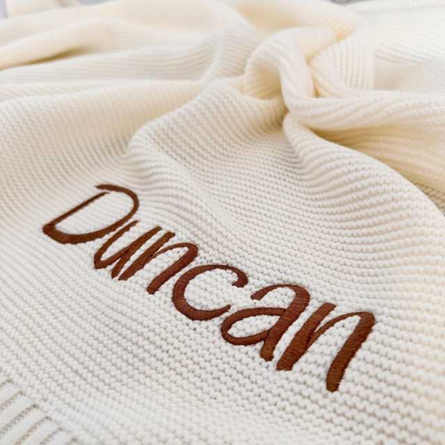 Personalized Baby Blanket Embroidered Organic Cotton Knit - image 1