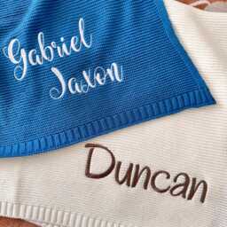 Personalized Baby Blanket Embroidered Organic Cotton Knit - thumbnail 3