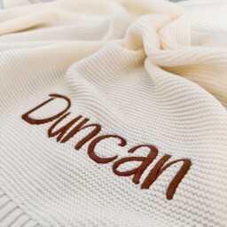 Personalized Baby Blanket Embroidered Organic Cotton Knit - thumbnail 1