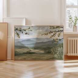 Blossom Mountain Poster, Green Valley Print, Nature Wall Art, Paper - thumbnail 4