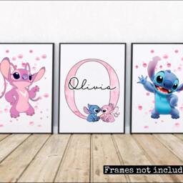 stitch Prints - & Angel Prints-Personalised Prints-Character Girls Bedroom Prints-Girls Room - thumbnail 2