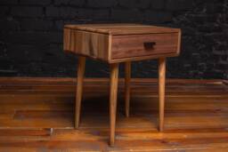 Mid-Century Walnut Nightstand. Wooden Bedside Table