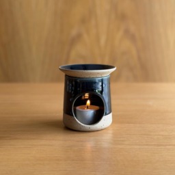 Handmade Speckled Stoneware Oil Burner - Midnight Blue Glaze Aromatherapy Wax Melt Holder - thumbnail 1