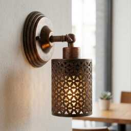 Vintage Brass Wall Light, Industrial Sconce, Rustic Metal Lamp, Farmhouse Lighting, Bedside Light Fixture - thumbnail 4