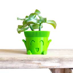 Colorful Happy Cute Planter - Sitting Plant Pot Succulent Cache Face Gift Idea - thumbnail 2