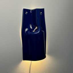 Cobalt Blue Sconce, Plug-In Dimmable Ceramic Wall Lamp, Minimal Lighting For Bedroom, Living Room, Dining Home Redesign - thumbnail 4
